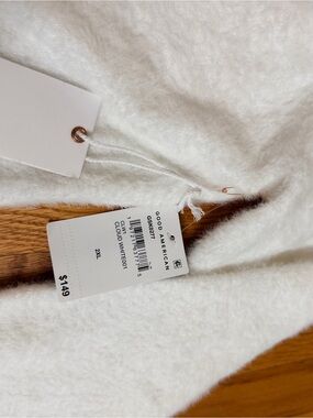 Good American Cloud White Plush Crewneck Sweater